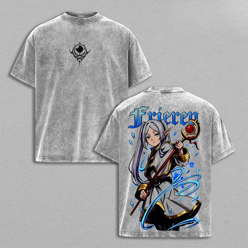 

Hot Anime Frieren Printed T-shirt For Men Clothing Anime Summer Short Sleeve Casual Tee Shirt Harajuku Y2k Washed Cotton Tshirts S серый