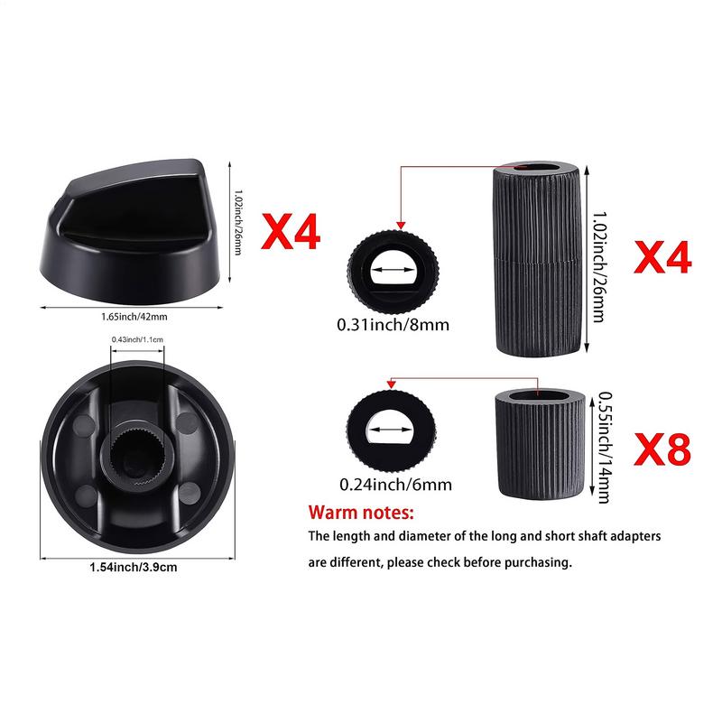 4pcs Replacement Switches Knob Gas Stove Control Knob Plastic Knob General Range Oven Knob Cooker Hob Knob For Benchtop Burner