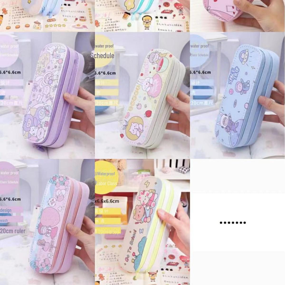 

Двухслойный большой вместительный холщовый пенал в японском стиле, симпатичные канцелярские принадлежности для школьных каникул