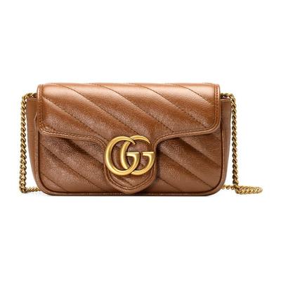 Borsa a Spalla Mini GG Marmont Pelle Trapuntata Marrone Hardware Dorato Borsa a Tracolla con Catena per Donna Pendolarismo Quotidiano Festa Regalo 476433-0OLFT-2535