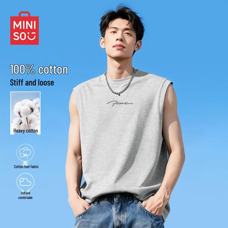 MINISO Men s Pure Cotton Loose Fit Tank Top Z L