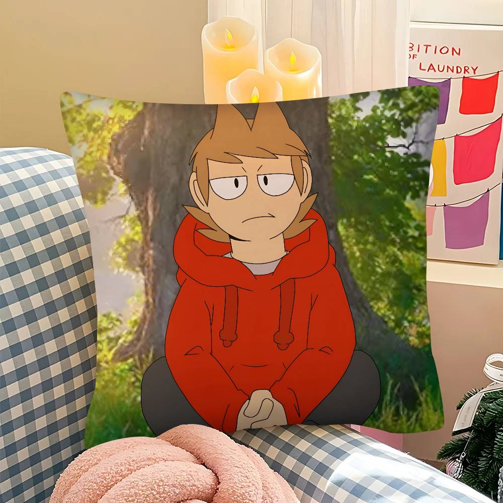 pc Anime Eddsworld Tord Pillow Case Fashion Square Pillowcase Bedroom Sofa Room Ins Decoration Leisure