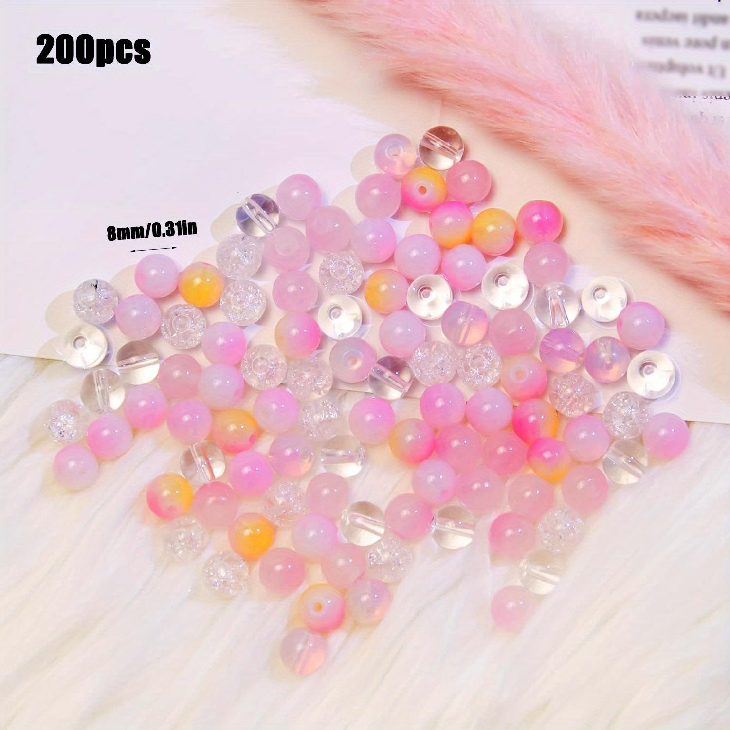 

200 шт. Стеклянные бусины для изготовления ювелирных изделий, Смешанные потрескавшиеся лэмпворк стеклянные бусины, Матовые полярные бусины-разделители для рукоделия, Кристальные рассыпные бусины для изготовления браслетов 200pcs розовый