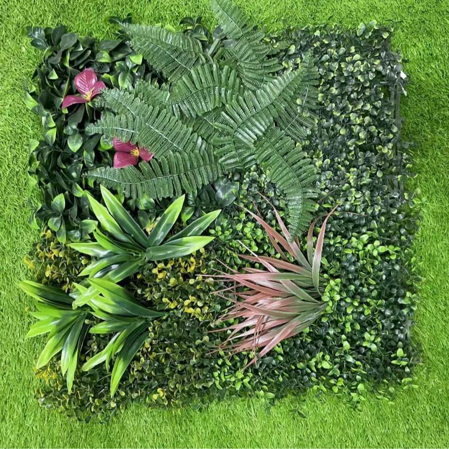 50×50cm Artificial Green Plant Wall - Plastic Vertical Garden, Fake Flower Wall, Synthetic Turf Background