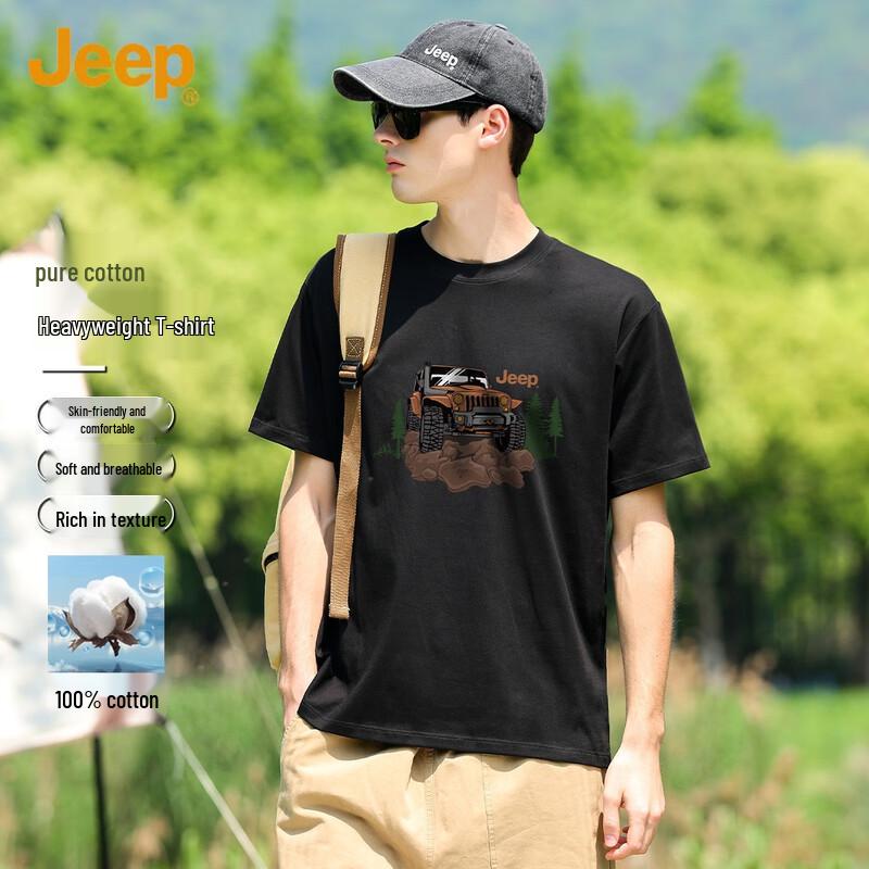 JEEP Men s Pure Cotton Crew Neck T-Shirt M