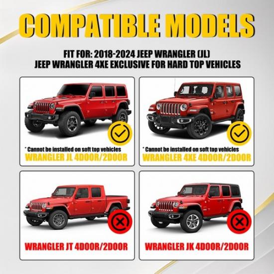 Rear Side Defogger Cover Cable For 2018-2024 Jeep Wrangler (JL) ABS Black  EV