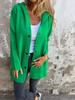 2025 Women's Solid Color Hooded Casual Jacket with Single-Breasted Design