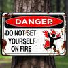 Metal Poster Wall Art Danger Sign Fire Warning Living Room Decor