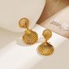 18K Gold Waterproof Titanium Stainless Steel Shell Pendant Stud Earrings