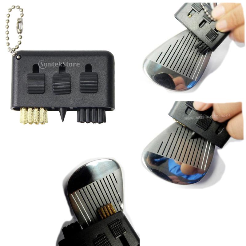 3 In 1 Golf Pocket Sized Clean Brush Groove Putter Shoes Cleaner Shoes Cleaning Brush Golf Club