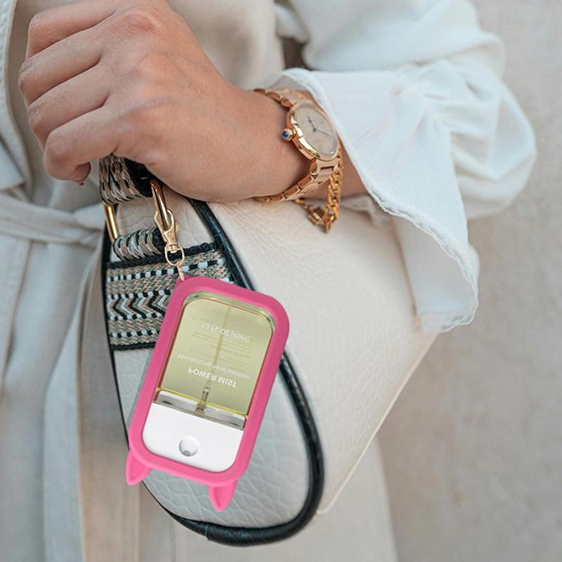 45Ml Silicone Hand Sanitizer Spray Protective Case Portable Keychain With Cute Colorful Ears, Portable And Stylish