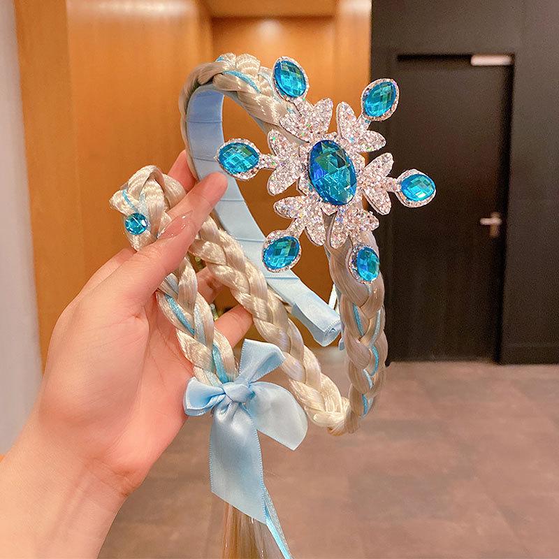 Bevroren Gevlochten Pruik & Prinsessenkroon Haaraccessoires voor Meisjes