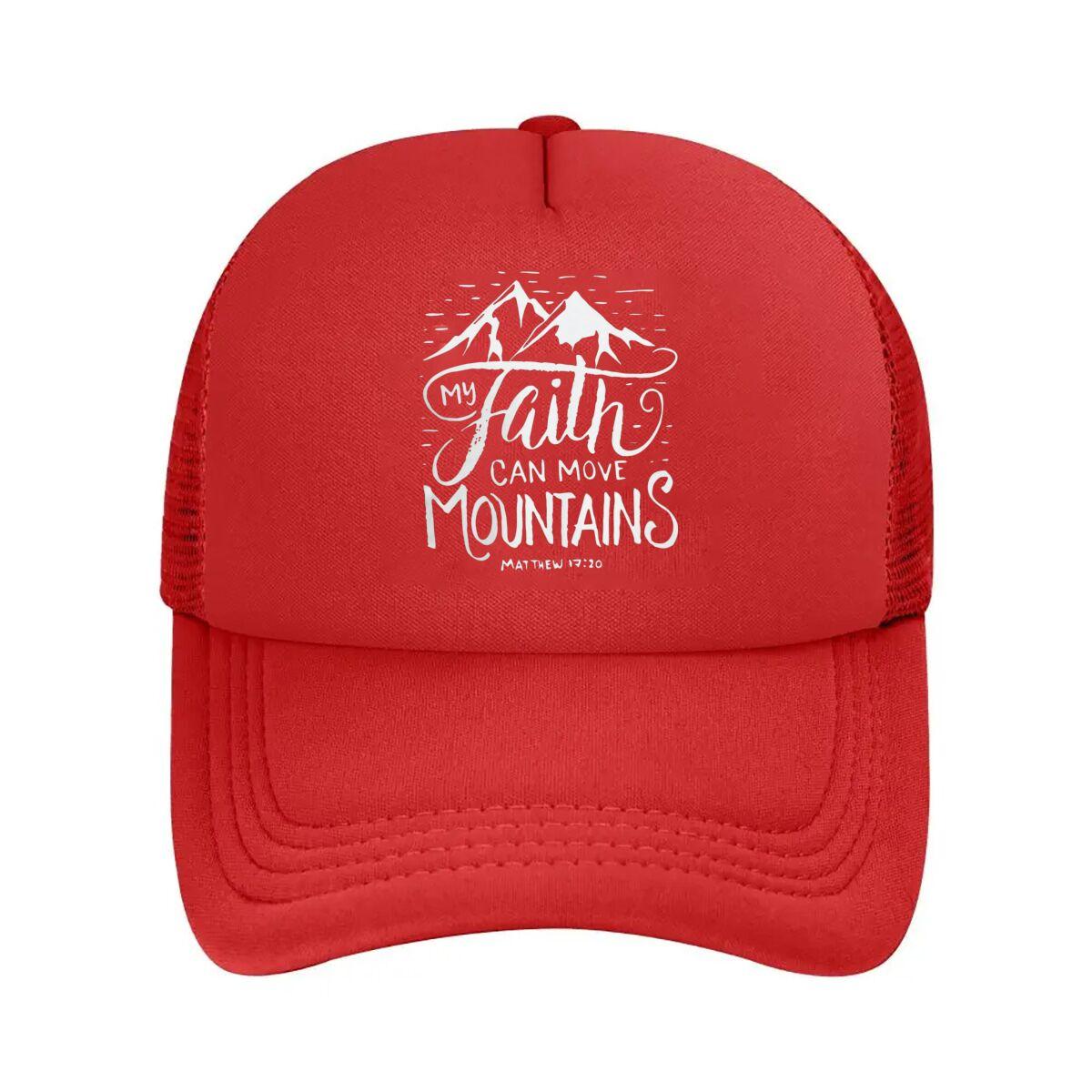 My Faith Can Move Mountains Matthew Text Mesh Baseball Cap Casual Hat Outdoor For Womens Unisex FeUnisex One Size