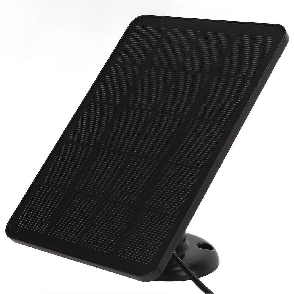 Surveillance Camera Solar Panel Monocrystalline Silicon 4W 5V with Charging Cable for Outdoor Surveillance Camera Black