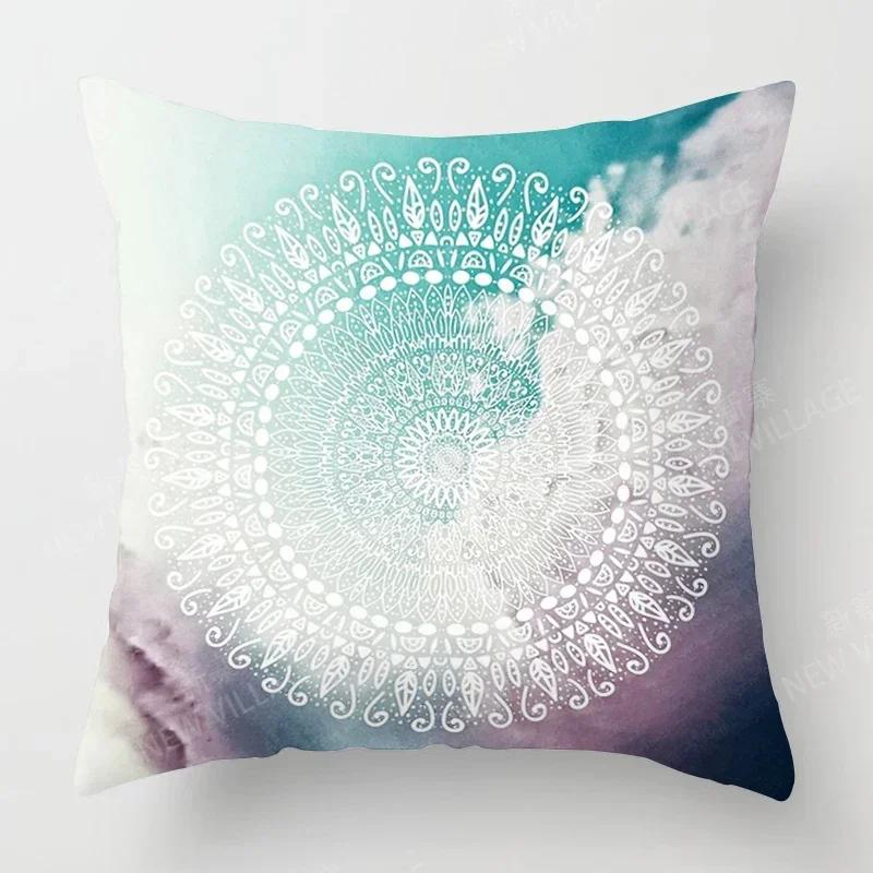Oturma Odası Kanepe Dekorasyonu İçin Kısa Peluş Baskılı Boho Mandala Desenli Dekoratif Yastık Kılıfı Yastık Kılıfları