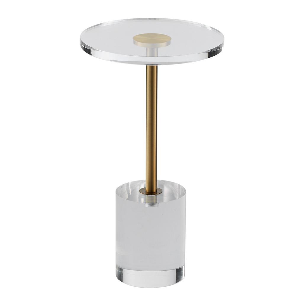 VEVOR Clear Acrylic End Table, Acrylic Side Table with a Solid Base, 11.9 X 11.9 Inch Round Tabletop, 21.4 Inch High, for Coffee, Drink, Food