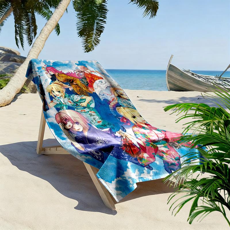 Fate Grand Order FGO Print Beach Towel, Large Soft Quick Dry Towel for Beach Camping Swimming