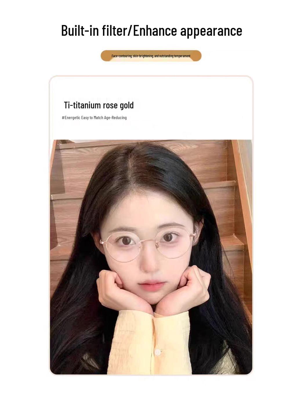 

Jinghe Round Black Thin-Rimmed Glasses, Size 47 - Myopia & High-Prescription Anti-Blue Light Lenses for Small Faces Women