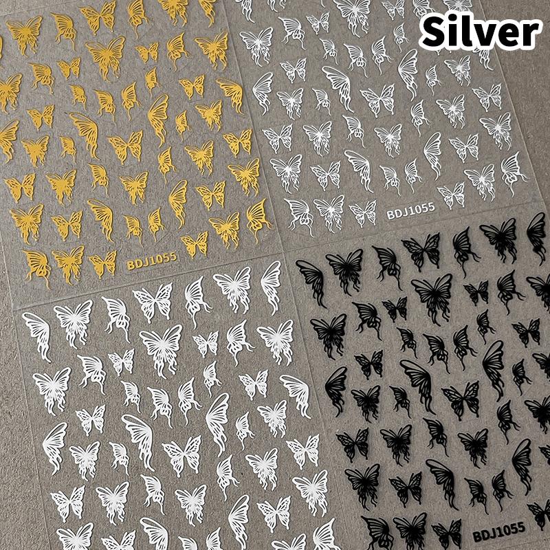 1 Sheet Mini Butterfly Nail Art Stickers Decals 3D Cartoon Butterfly Design Adhesive Sliders For Women Nail Art Decorations A2