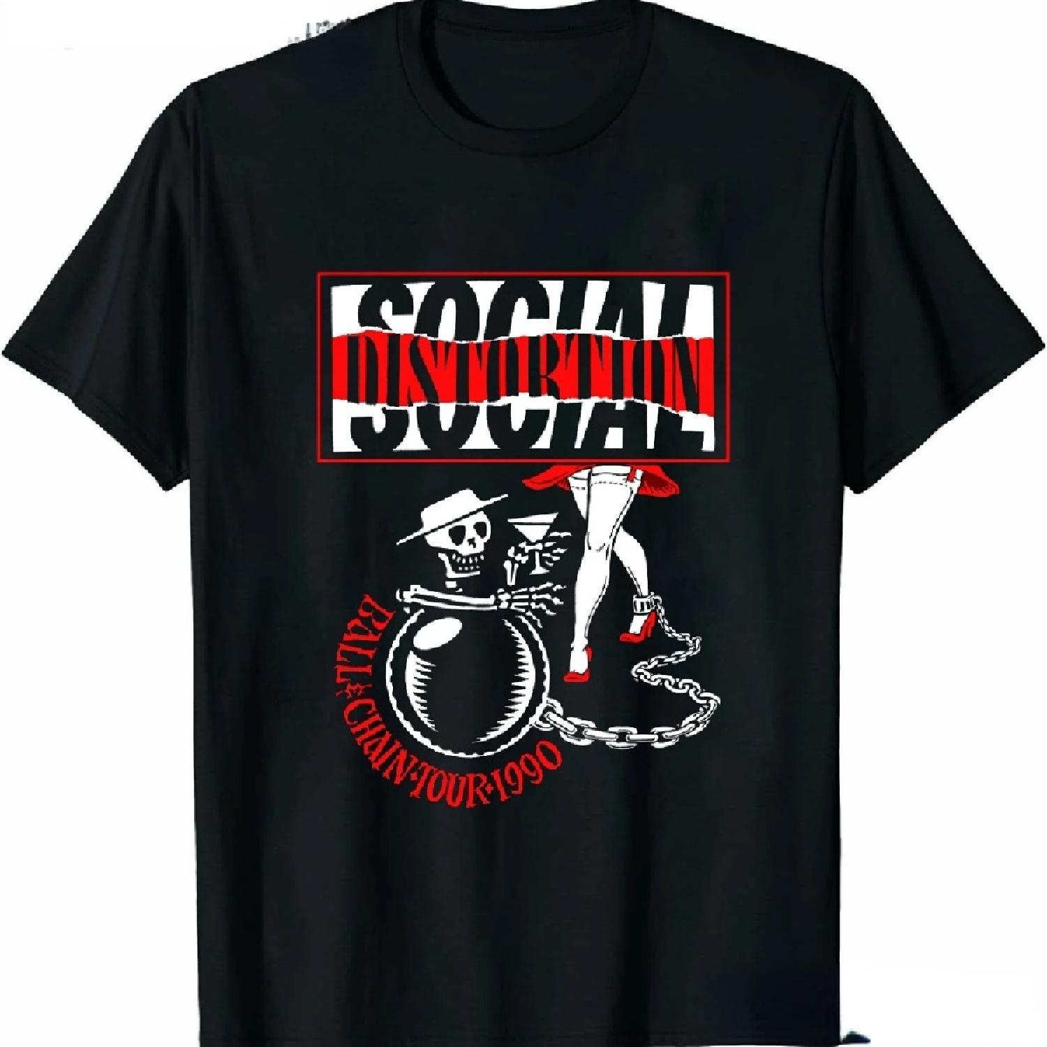 

Men Clothing Social Distortion Winged Wheel T-Shirt Ball and Chain Mens Tshirt Street Hip Hop Style Tees Loose T Shirt XXXXXL чорний