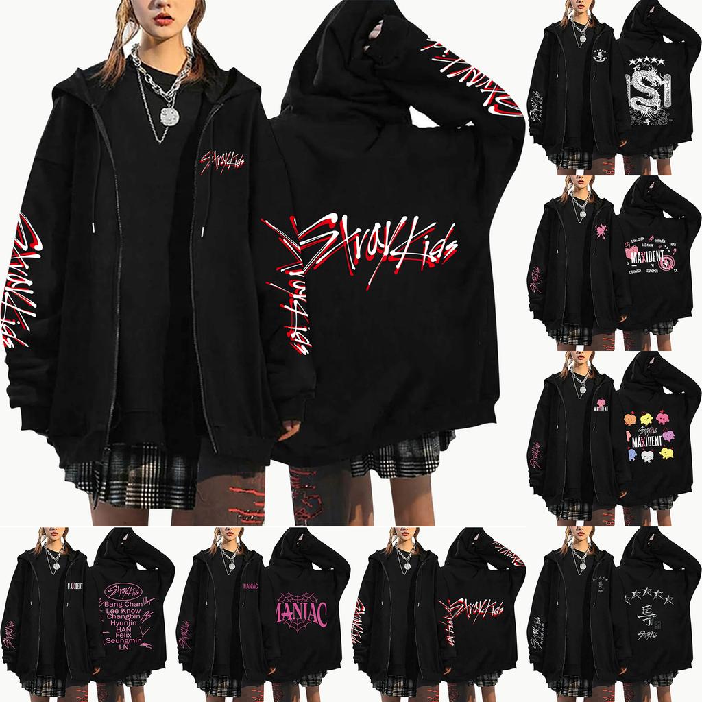 Women's Zip Up Hoodies Teen Girls Letter Printing Sweatshirt Clothing Casual Drawstring Jacket With Pockets