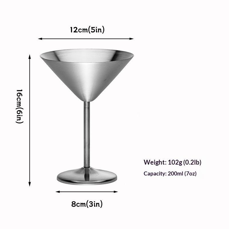200ml Stainless Steel Wine Glass Cocktail Goblet Red Wine Martini Creative Metal Wine Glass Champagne Cup For Bar Restaurant