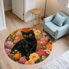 Floral Cat and Dog  Round Area Rug,Carpet Rug for Living Room Bedroom Sofa Playroom Decor,Non-slip Floor Mat