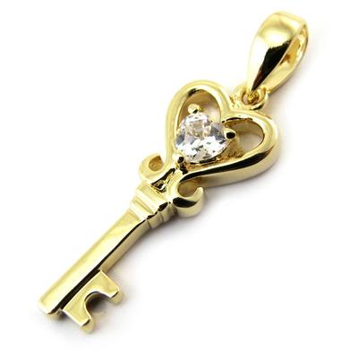 [N4038] - Gold Plated 'Key To Happiness' Pendant (love)