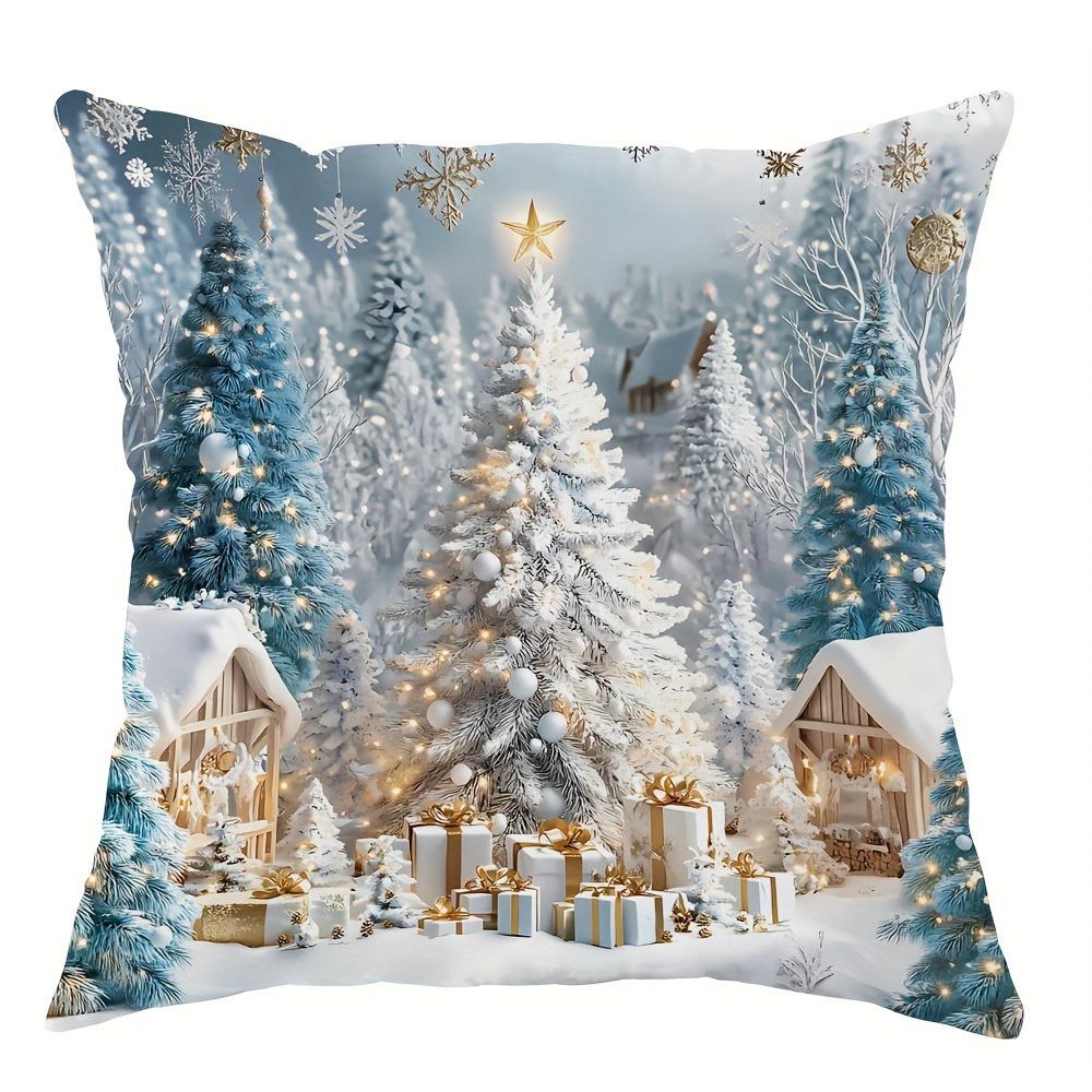 Christmas decoration pillowcase winter Christmas tree snowman pattern is suitable for home room sofa cushion cover gift