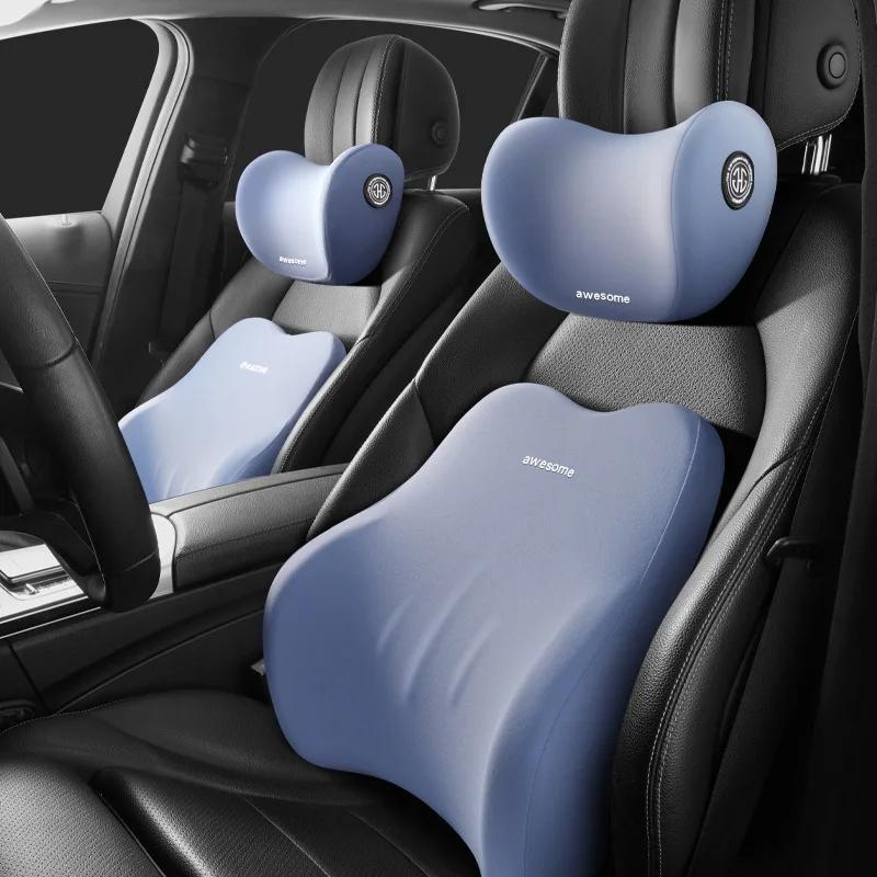 Car Neck Cushion Memory Foam Protective Lumbar Back Support Breathable Universal Car Headrest Pillow Car Supplies Ease Decompres