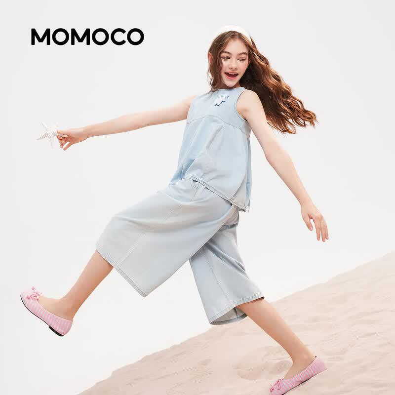 MOMOCO Boy's Summer Thin Denim Two-piece Set