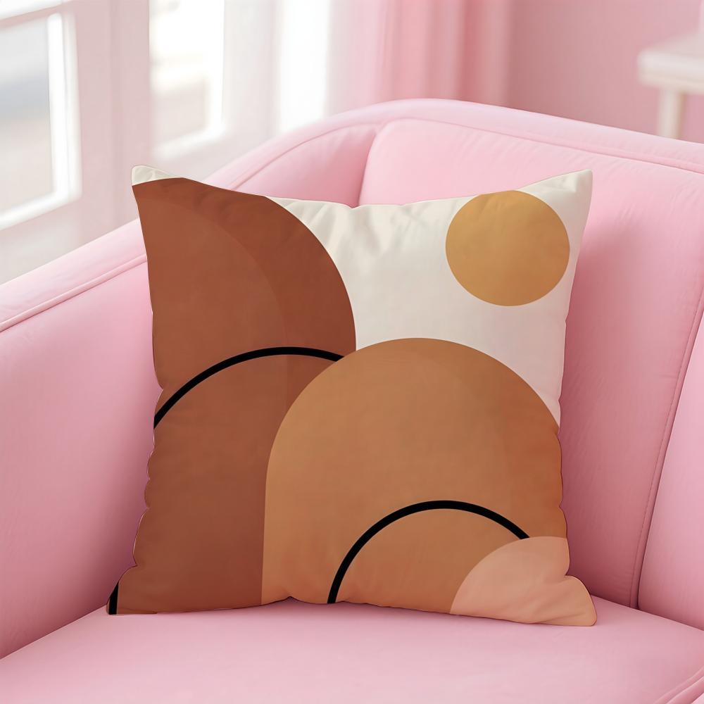 Geometric Square Warm Color Modern Simplicity Cushion Cover Pillow Case Soft Friendly Fabric  Concealed Zipper