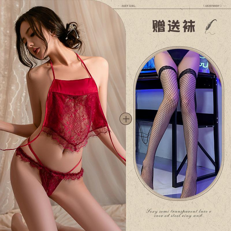 Sex Underwear Pure Desire Sexy Lace Temptation Belly Pocket Hot Open Gear Free Set