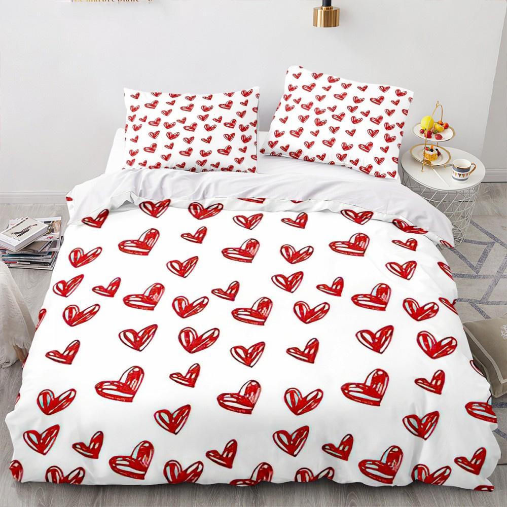 Valentine's Day Luxury Love Heart Duvet Cover - Romantic Theme for Couples, Queen Size, Ideal Women's Gift
