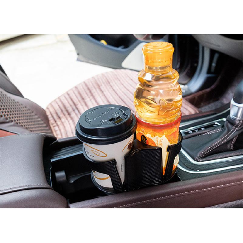 Multifunctional Black Carbon Fiber Color Car Storage Box Cup Holder Organizer X1
