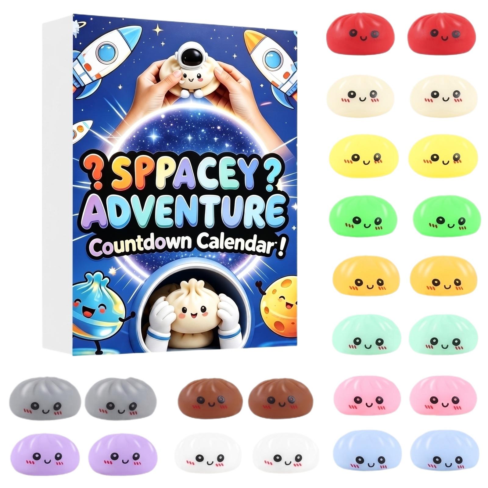 

Space-Themed Squishy Bun Shape Sensory Toys 24 Pieces Blind Box Set for Stress Relief and Collectible Fun with Various Expressions and Soft Texture One Size