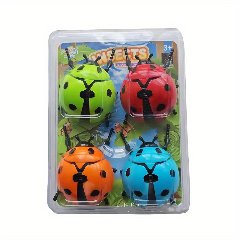

4 шт. заводные механические игрушки-жуки, расслабляющие реквизиты для розыгрышей, оранжевые, красные, зеленые, синие, пластиковые модели насекомых-симуляторов для веселья и новизны
