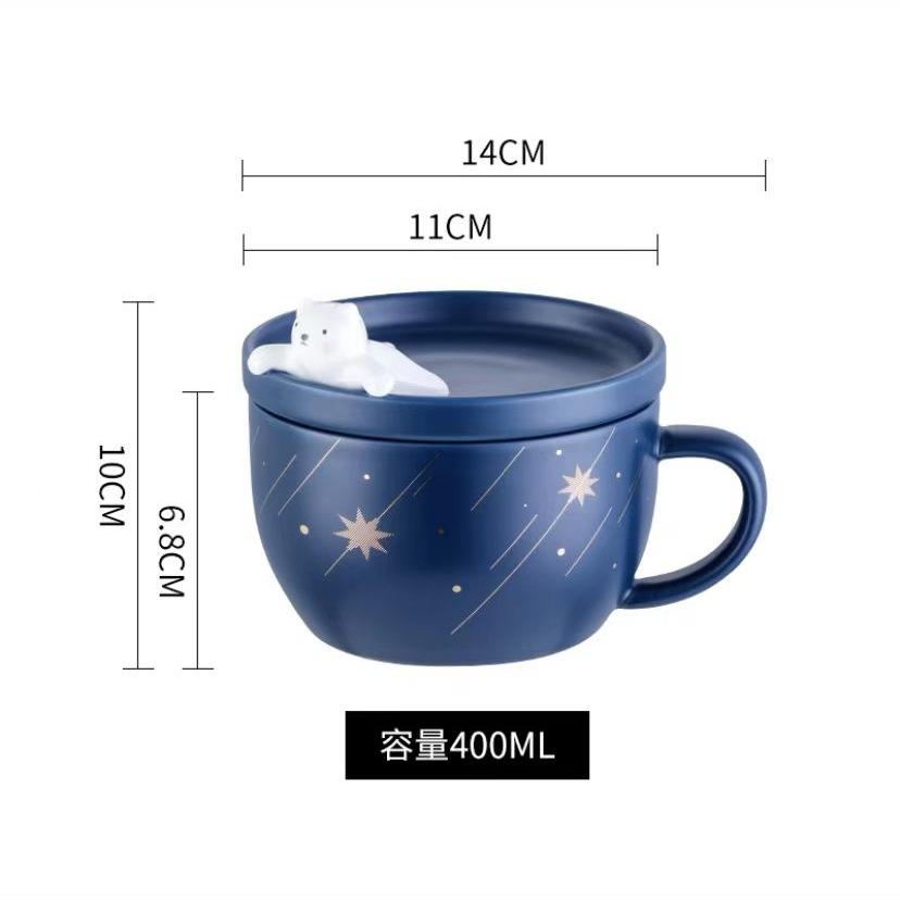 

Fireworks Bear Ceramic Cup Meteor Cartoon Animal Cup Breakfast Cup Gift Cereal Water Cup Couple Cup Bear Coffee 301-400ml
