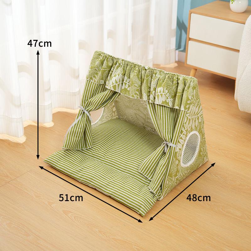 Cute Cat Tent House Removable Clean Dog Tent Bed Breathable Cool Cats Summer Cave Large Space Puppy Kitten House Pet Accessories