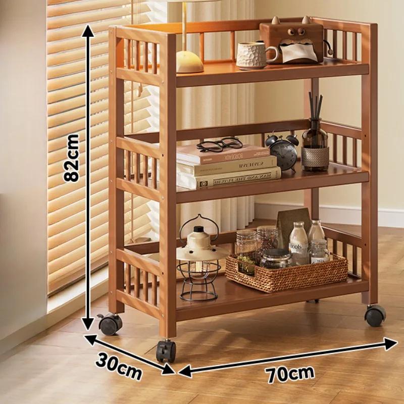 Floor Standing Storage Rack Movable Storage Rack Portable Handcart Snack Organizer Cabinet Hot Pot Shelf Kitchen Vegetable Racks