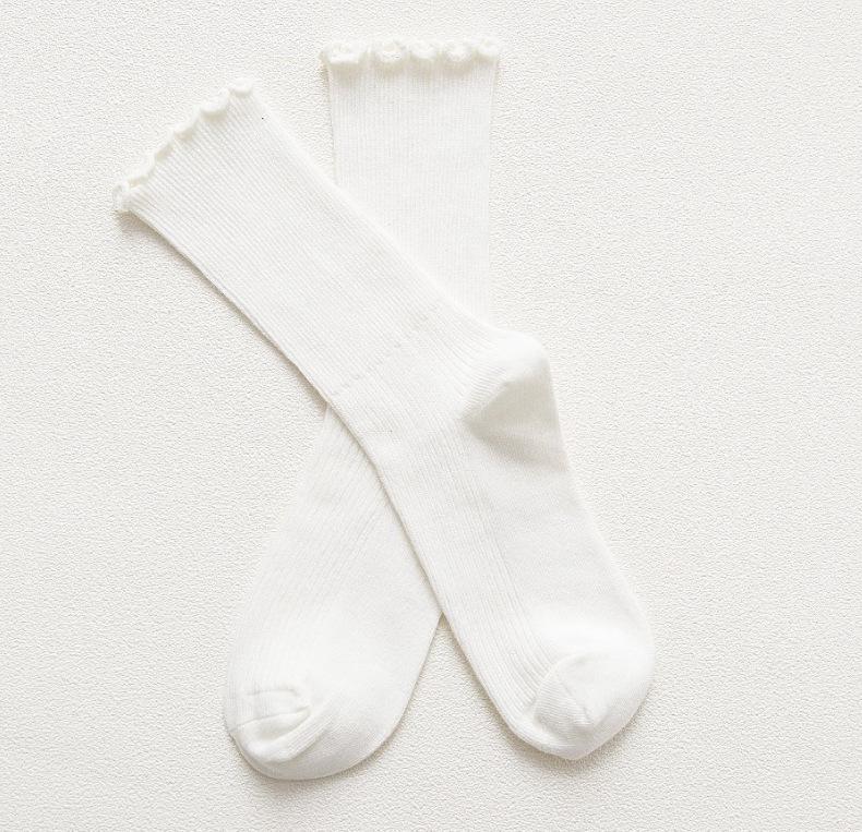 Șosete Dama Stil Japonez Culoare Solidă Până la Mijlocul Gambei Bumbac Striat