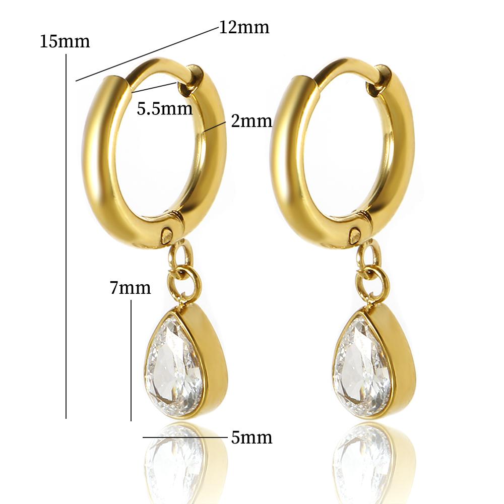 Non Tarnish 18K Gold Plated Women Dainty Jewelry Stainless Steel Oval Cubic Zirconia Pendant Chunky Hoop Drop Earrings for Women enquiry