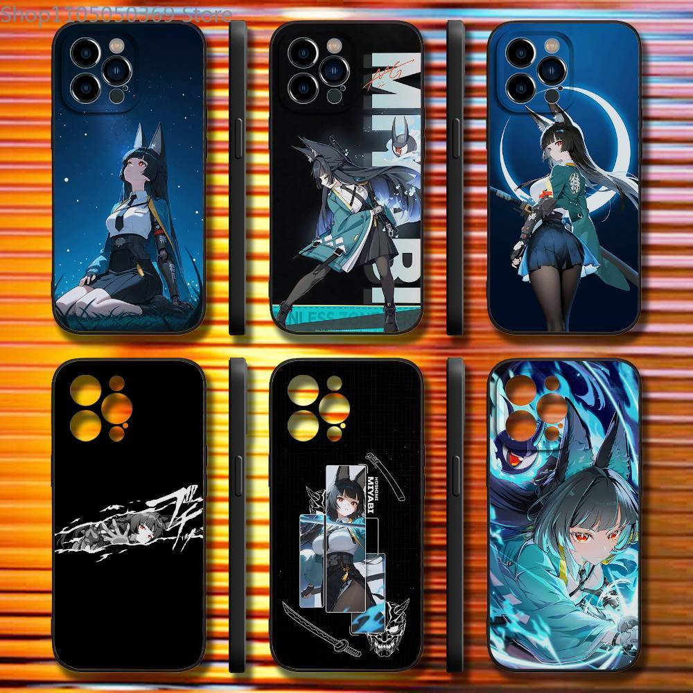 Etui Miyabi Hoshimi ZZZ na iPhone 17,16,15,14,13,12,11,Pro,Max,Plus,X,XS,SE4,E,Mini, Miękkie Czarne Etui