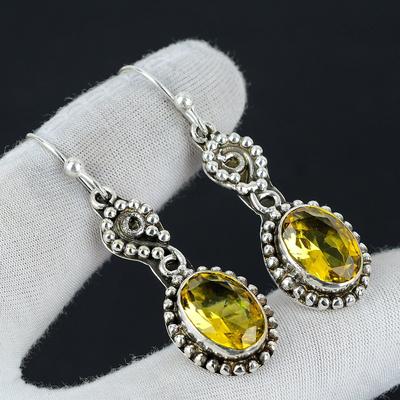 Citrine Earrings, Handmade Earring, 925 Sterling Silver Earring, Citrine Jewelry Earring, Gift for Her, Dangle-Drop Earrings For Women Gifts