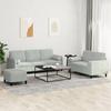 3 Piece Sofa Set with Cushions Light Grey Velvet