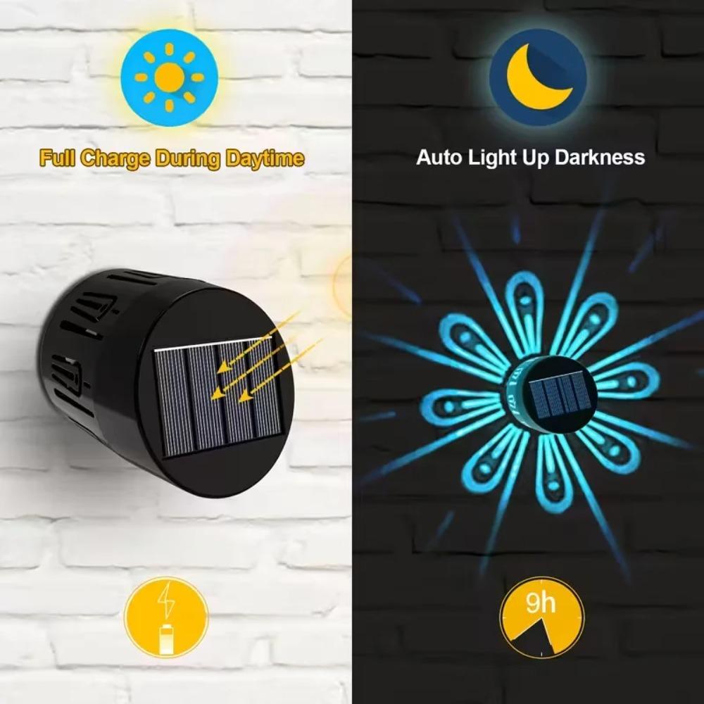 2/4PCS Solar Peacock Projection Lights Waterproof Outdoor LED Wall Lamp Solar Fence Light for Yard Garden Lawn Christmas Decoration