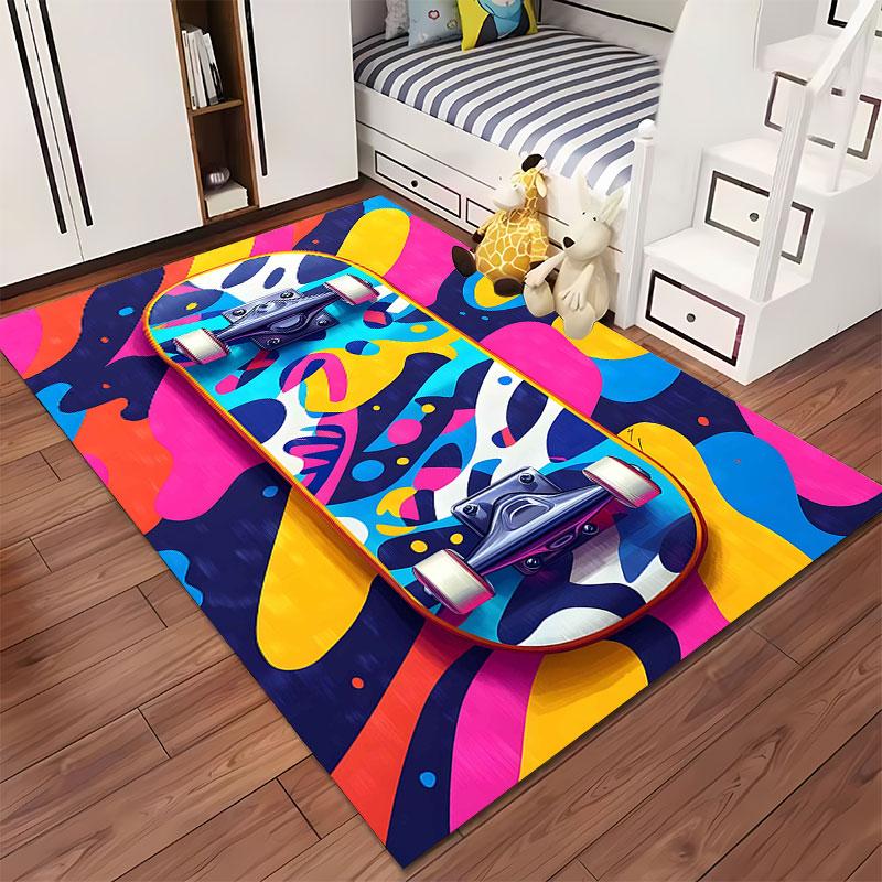 Abstract Colorful Skateboard Art suitable as a non-slip mat for the living room or bedroom sofa