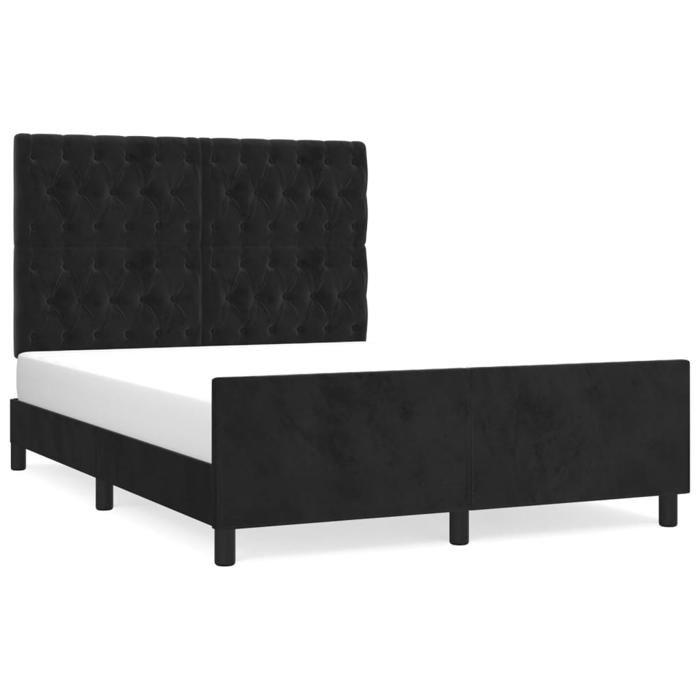 3125942 vidaXL Bed Frame with Headboard Black 140x200 Cm Velvet