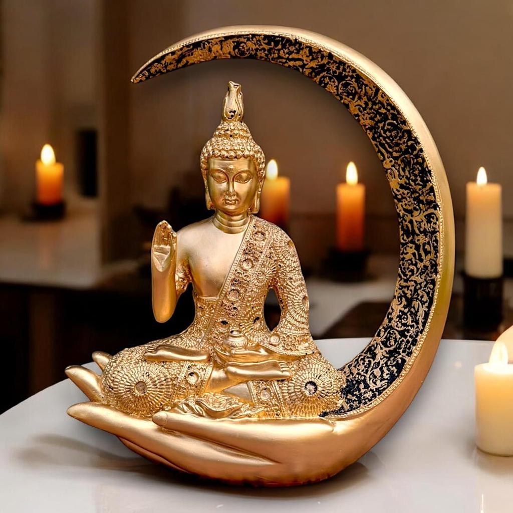 Big Meditating Moon Buddha Statue Showpiece