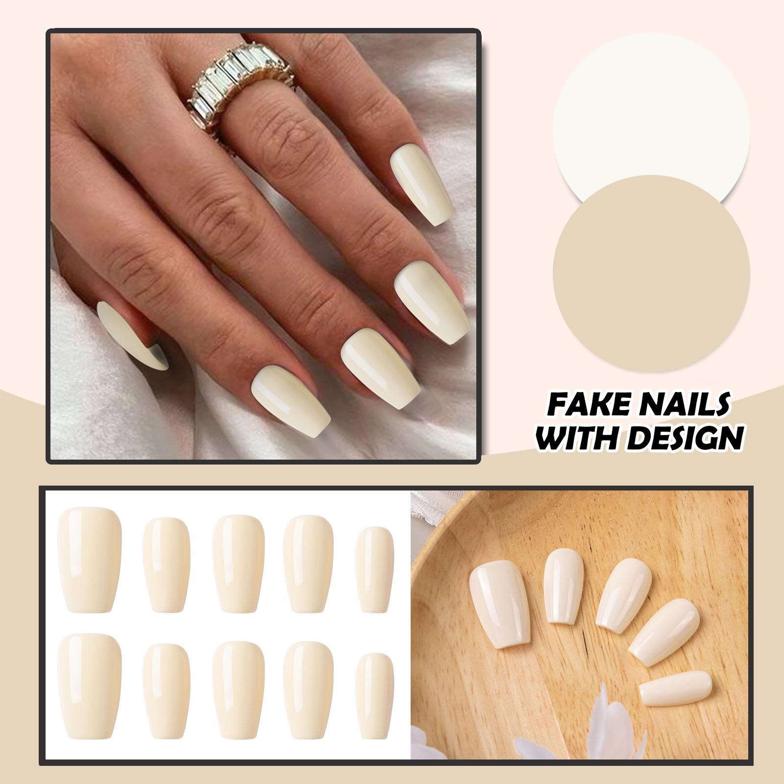 

Женские накладные ногти среднего размера с рисунком телесного цвета на акриловых ногтях глянцевые накладные ногти с полным покрытием XS белый